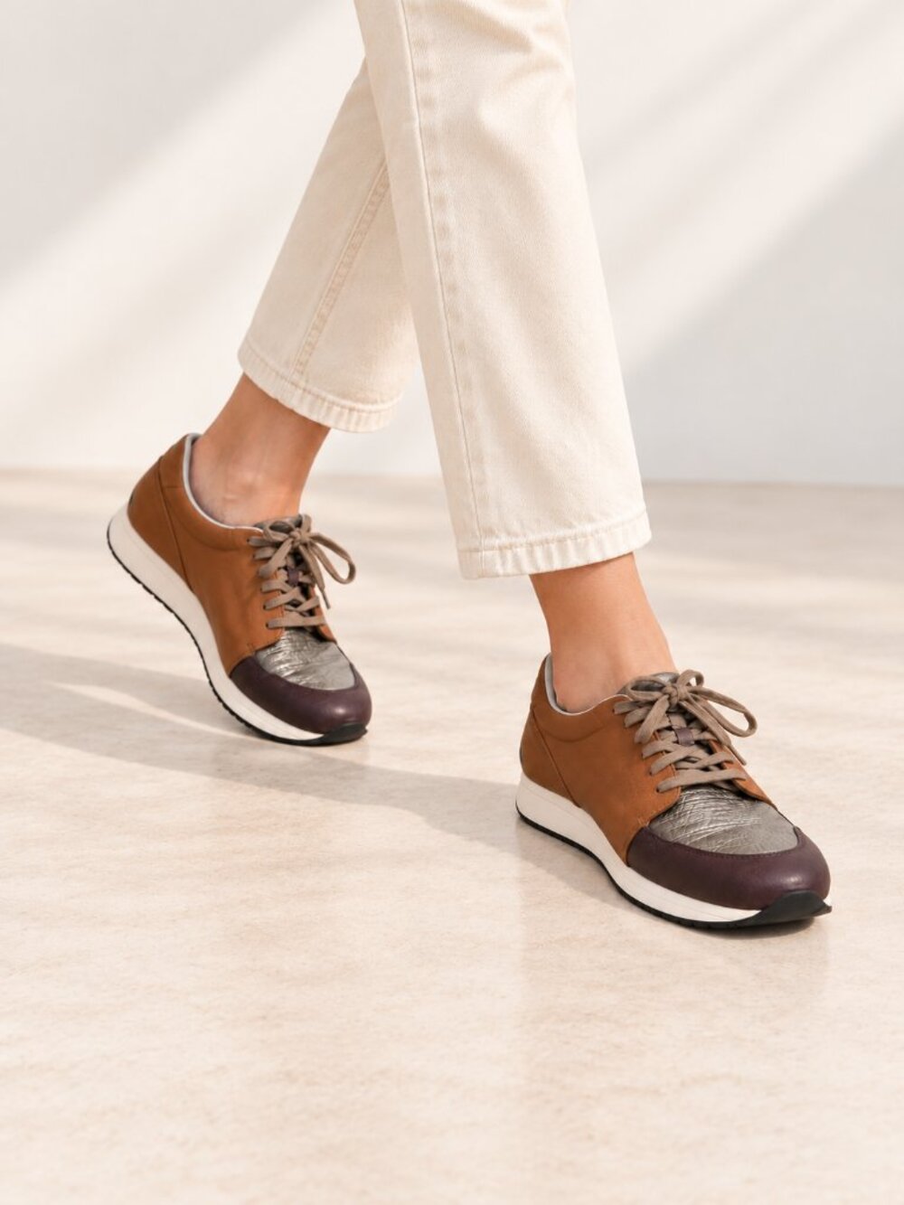 Rachel Comey Sneakers Womens 5 Leather Tan Brown Bronze Colorblock Lace Up